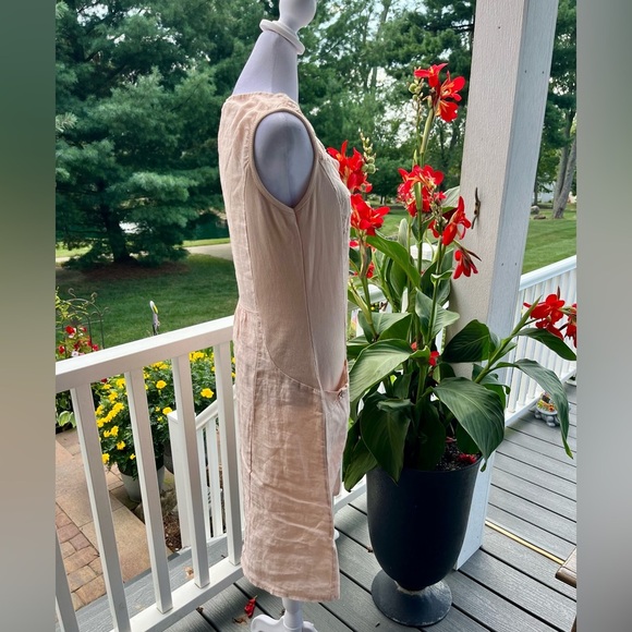 Anabelle Paris Blush Linen Tunic Dress w/ Crochet Detail - Size L - Picture 3 of 6